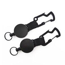 2PCS 배지 릴 개폐식 키 체인 블랙 다기능 Carabiner 버클 홀더 키 체인 남자에 대 한 철강 케이블|야외 공구|, 단일, 1개, Black
