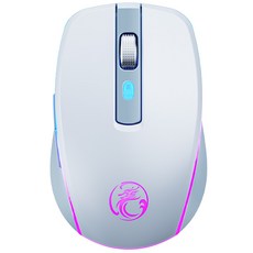 iMICE G903 마우스 무선 블루투스 듀얼 모드 마우스 2.4G 싱글 모드 마우스 충전식 발광 게이밍 게이밍 3단 DPI 마우스, 화이트