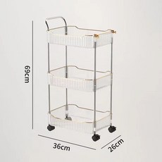 가방 카트 회전 선반 주방 거실 바닥 다층 이동식 수납 선반, 3층카트스토리지랙-화이트, 하나