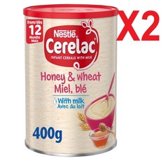 [영국발송] 400G 2통 네슬레 세레락 이유식 허니 앤 위트 윗 밀크 12개월이상 Nestle Cerelac Honey & Wheat with Milk Cereal, 2개