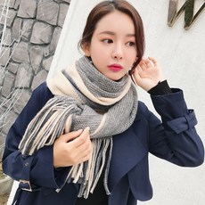 그레이 김 레이스 체크 스카프 여성 얇은 실크 가을스타일 스타일리쉬