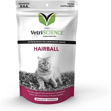 VETRISCIENCE 실험실 털볼 소화기 지원 치킨 간 맛 고양이용 부드러운 씹기 60개, 1개