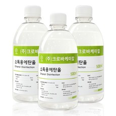 크로바 소독용에탄올 83% 500ml 소독용알콜 의약외품 에탄올리필, 3개