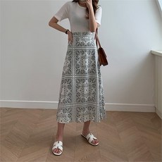 겟잇미밴딩 A라인 패턴 페이즐리 롱스커트