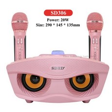 휴대용 노래방 무선 블루투스 스피커 SD306 올빼미 사운드 듀얼 마이크 30W 고출력 야외 KTV 장비 2 in 1, SD306 Pink, 03 SD306 Pink
