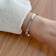 블루씨티 써지컬스틸 로마 넘버링 실버 로즈골드 뱅글 팔찌