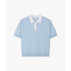 리버클래시 24SS LKS51362스카이블루 칼라배색 조직물 반팔 니트 티에리