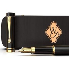 Wordsworth and Blacks Calligraphy Pen-고급 목재 대나무 만년필-리필 가능한 잉크 변환기-정밀한 글쓰기, Black Wood_One Size, Black Wood