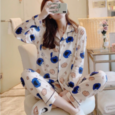 쿠키몬스터 잠옷 단추 면 파자마 상하의세트