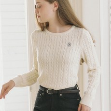 아워호프 Cable Ribbon Long Sleeve Knit - Ivory