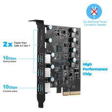 USB 3.2 Gen2 PCIE4x 카드 허브 PCI 익스프레스 보드 3 x A 포트 2 C타입 USB3.2 GEN2 PCI-E 확장 어댑터 10gbps, [01] PCIe4X USB3.2 Card, 1.PCIe To USB3.2 Card