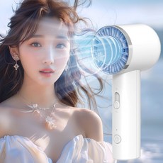 Zwxn 휴대용 냉 손풍기 1초 급속냉각 스톰 에어컨 선풍기 캠핑 미니 손선풍기, 흰색