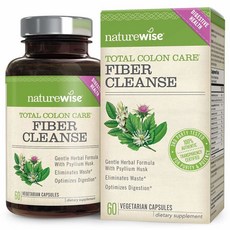 NatureWise 네이처와이즈 콜론 케어 파이버 변비약 디톡스 3.2oz(90g) 60알, 1개, 1개