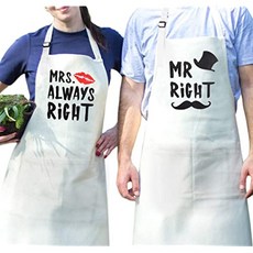 올바른 MR.는 커플을위한 부부 (2 세트) 결혼식 참여를위한 부부 (2 세트)의 주방 앞치마입니다. (Mr Right & Mrs Always Right 1#), Mr Right & Mrs Always Right 1#