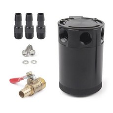 범용 레이싱 배플 오일 캐치 캔 탱크 공기 분리기 탈착식 밸브 포함 3 포트 주전자, With Drain Valve, 02 With Drain Valve