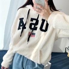 순이들 여성 양털 USA 후드티