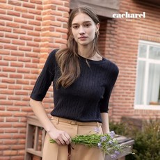 까사렐 [온플/Cacharel] 24SS NEW 자수 케이블 반팔 니트 4종