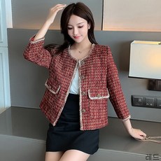 굿데이 컴퍼니 가을신상 여성 라인 고급 슬림 자켓 데일리룩 루즈핏 클래식 숏자켓 트위드 빅사이즈 sWT58