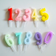 디어플레이스 생일 숫자초 케이크초 기념일 0-9 10종, 1세트, 파스텔 1세트, 파스텔