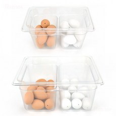2칸 투명 PC 밧드 밧트 바트 받드 냉장고 정리용기 배식 급식 반찬통 양념통 토핑통, 1개