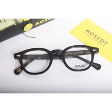 moscot lemtosh 레트로 라운드 안경 뿔테 프레임 남성용 안경테, 미끄럼 방지 이동식 코 패드, [C]블랙 블랙 49 L사이즈