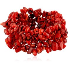 Gem Stone King 보석 스톤 킹 8 멀티 가닥 레드 시뮬레이션 산호 스톤 칩 스트레치 팔찌 팔찌