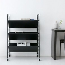 마켓비 책꽂이 트롤리 3단 블랙 이동식선반 책장shopthree_KJS_77985 이동식수납장트롤리 W765B