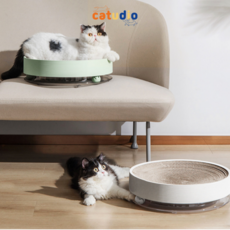 캣튜디오 냥모나이트 고양이 원형 스크래쳐 캣모나이트 침대 중대형, 화이트