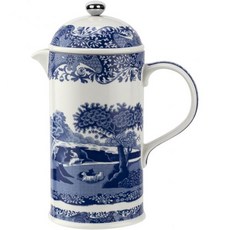 Spode Blue Italian French Press | 28Ounce Capacity Espresso Coffee and Tea Maker Porcelain Cafetie