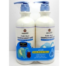 오가니스트 LG생활건강 퓨어마일드 샴푸 앤 바디워시 730ml x 2개 파우더향, 1개, 1460ml