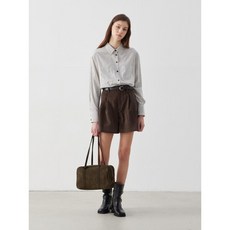 [르세지엠] 코듀로이 투턱 하프팬츠 - 브라운