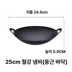 꼬치어묵탕냄비 철판 이작카야 전골냄비 나사형 가마솥, 25cm 철강 냄비-둥근바닥, 1개