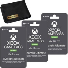 Microsoft - Xbox Game Pass Ultimate 1개월 멤버십 카드에 인쇄된 코드(3팩) + PremGear 청소용 천, 1개