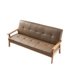 동서가구 솔트 라인 3인용 원목 가죽소파 mif003, 카푸치노