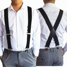 빅사이즈 와이드 남성 멜빵 고탄성 50mm 멜빵 헤비 듀티 x 백 5컬러, 흰색-100cm