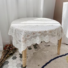 高叔花蕾絲桌布, 1個, 白色, 大號(90 x 90 cm)