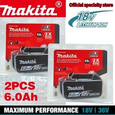 마키타 호환 도구 충전식 배터리 교체형 LED 리튬 이온 6.0 Ah 18V DTD173 BL1860B BL1860BL1850 LXT DTW6, 02 02 2PCS Makita 6A