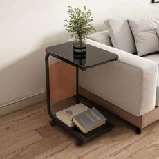 YAOJIA 현대 심플한 나무 사이드 테이블 이동 가능한 사이드 테이블, 블랙