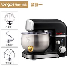 LONGDE 가정용 중형 밀가루 제빵 빵 반죽기 머랭거품기 믹싱기 반죽기계 4L 600W, 블랙 패키지 하나