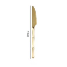 스테이크 나이프 모조 대나무 손잡이 다이닝 포크 스푼 서양 식기, 6.Gold Knife, 1개