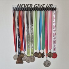 이방가치 러닝 마라톤 메달 거치대 걸이, 1개, Never give up