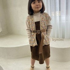 바이미미 퀼팅 조끼 아동 키즈 프린팅 패턴 아우터