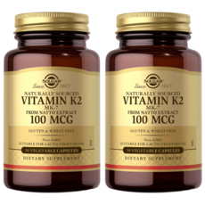 솔가 내츄럴 비타민 K2 Solgar Natural Vitamin K2 (MK-7) 100 mcg 50 베지캡슐 2 팩, 50정, 2개