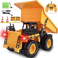 INLAIER 원격 제어 덤프 트럭 RC 덤프 트럭 RC 건설 차량 장난감 6 채널 2.4G 합금 RC 엔지니어링 트럭 4, 단색_One Size, 단색_One Size, 단색
