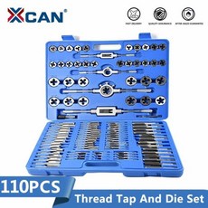 XCAN 110pcs 메트릭 탭 다이 HSS 나사 탭 드릴 핸드 플러그 탭 렌치 스레딩 도구 탭 및 다이 세트, 01 CHINA