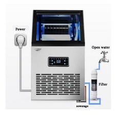 아이스 메이커 데스크탑 자동 내장 큐브 발전기 전기 쿨러 기계 상업용 기기, [09]60KG+EU