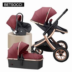 초경량유모차 휴대용 2인용 BETSOCCI 여행 유모차 신생아용 접이식 높은 조경 자동차 2 in 1 3, [07] C2-gold-red