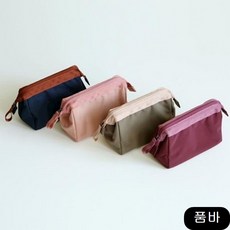 패션 메이크업 파우치 지퍼형 나일론 PVC 데일리 02네이비