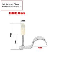 타정기 타정총 에어 타카 미니 스틸 네일 건 수동 리벳 건 직경 7.3mm 벽 화재, 100개 16mm