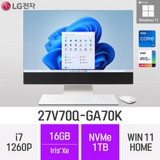 LG 일체형PC 27V70Q-GA70K 윈도우11 27인치 인텔 12세대 사무용 인강용 재택근무용 일체형PC, 1TB, 16GB, Win11 Home